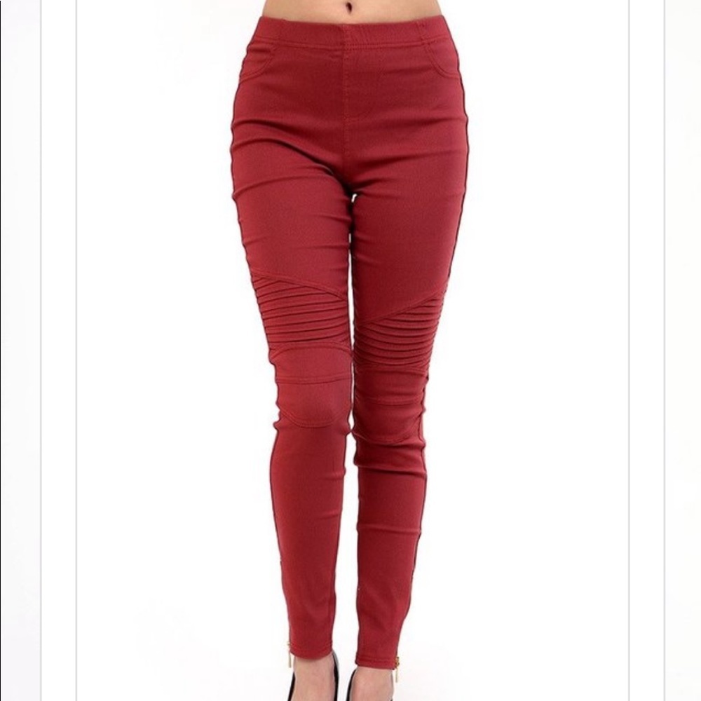 Plus Size Maroon Burgandy Stretchy Jeggings